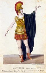Antigone kriger kostyme. 1700-talls gravering.