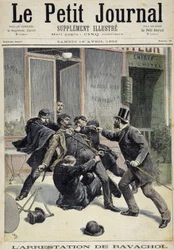 Arrestasjon av anarkisten Francois Koenigstein dit Ravachol (fra hans mors navn) (1859 - 1892). En av 