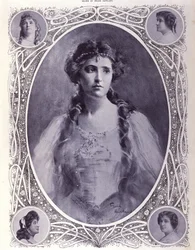 Den australske sangeren Nellie (Nelly) Melba (1861-1931), akvarell fra slutten av 1800-tallet