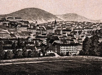 Baden Baden (Baden-Baden), Tyskland: utsikt over byen (generell utsikt). i "" Verden illustrerer 168 visninger"" Udatert (slutten av 1800-tallet)