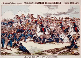 Slaget ved Worth, 6. august 1870 i åpningsfasen av den fransk-prøyssiske krigen (gravering)