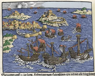 Erobringen av Jerusalem av Saracen Armies i februar 638. I "Den Noble Strict Best Fromen""" av Johann Stumpff