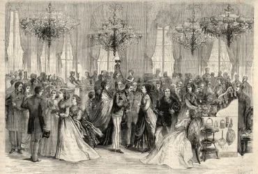Veldedighetssalg til Utenriksdepartementet for bygging av et tysk sykehus i Paris. Gravering i "The Universe illustrious"