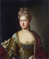 Charlotte de Brunswick-Lunebourg (Brunswick Lunebourg) - Portrett av prinsesse Charlotte av Brunswick-Wolfenbuettel (1694-1715), kone til Tsarevich Alexei Petrovich av Russland, Anonym. Olje på lerret, siste kvartal av 1700-tallet, Statens arkitekturmuseum