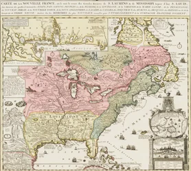Kart over det sørlige USA som viser Mississippi-elven og Saint Louis, ca. 1720 (trykk)
