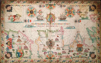 Kart over det nordøstlige Atlanterhavet, fra Irland til Kapp Verde, ca. 1600 (manuskript)
