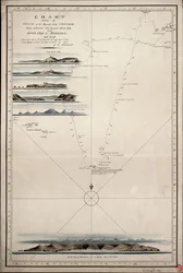 Kart som viser ruten til Hans Majestets skip «Centaur» (1797) fra England til Madeira og tilbake
