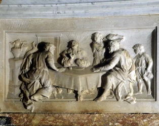 Kristus og Emmaus-pilegrimene. Altertavle til Tretskirken.