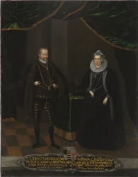 Christian I de Saxe et Sophie de Brandebourg - Portrett av Christian I (1568-1622), kurfyrst av Sachsen og Sophie av Brandenburg (1568-1622), kurfyrst av Sachsen, anonym . Olje på lerret. Mål: 102,5x79 cm. Nationalmuseum Stockholm