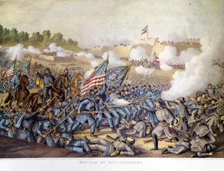 Borgerkrig (1861 - 1865), amerikansk borgerkrig: 05/05/1862. Slaget ved Williamsburg. Gravering.