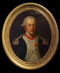 Grev Laurent de Migot, oberstløytnant for regimentet av Artois-drager, sent på 1700-tallet (olje på lerret)