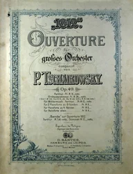 Omslag til åpningspartituret "" Året 1812""" opus 49 av Piotr eller Petr Iljitsj Tsjaikovskij (eller Tsjaikovskij eller Ciajkovskij eller Tsjaikowskij