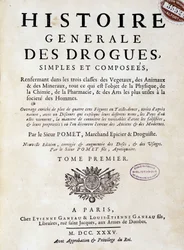 Forside til "General History of Drugs, Single and Composed" av Pomet