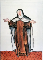 Daglig liv og skikker i Peru: "" Carmelite dechaussee "" Akvarell hentet fra boken "" Trujillo del Peru "" av Baltasar Martinez Companon y Bajanda, biskop av Trujillo (1782-1785). Madrid fra 1700-tallet. Biblioteca del Palacio Real