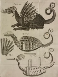 Drage for fyrverkerioppskytning, gravering fra Grand Art d#39;Artillerie, av Casimir Siemienowicz