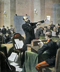 Dreyfus sak. Grafologiekspert Alphonse Bertillon avsettes ved Rennes-rettssaken