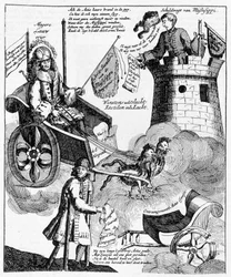 Nederlandsk satirisk trykk mot John Law (1671-1729), om Mississippi-saken