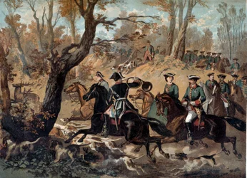 Keiser Napoleon III (1808-1873) jaktet på Anonymt maleri. Compiegne fra 1800-tallet, slottsmuseum
