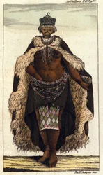 Kvinnelig medlem av den sørafrikanske stammen Hottentots, gravering av 1820.