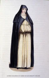Tidligere nonne av St. Brigitte av Irlands orden. Gravering fra et album på religiøse ordre, Paris
