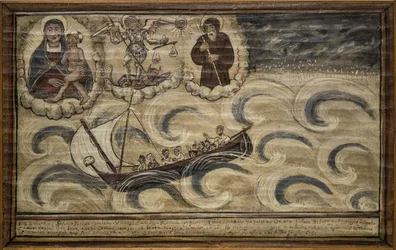 Tidligere voto (ex voto) sjømann, populært tilbud som et løfte om hengivenhet og takknemlighet for sjømannen som overlever til farene ved havet som kommer fra kirken Carmine, Torre del Greco, nær Napoli