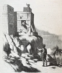 Francisco Roldan snakker med Adelantado Bartholomew Columbus på øya Hispaniola, i Fort Concepcion i 1497