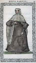 Fransk kvinne i sørgedress - i "" Habits et éffigies"" av Jean Sulperius