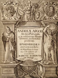 Frontispice av "Ephemerides" med Hercules og Atlas av Andreas Argoli
