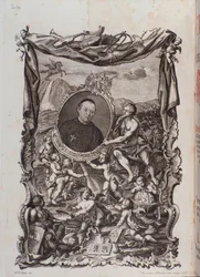 Frontispice med portrett av Tractatus musicus-verk av Meinrad Spiess