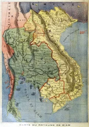 Geografisk kart over kongeriket Siam - i "" Le petit journal""