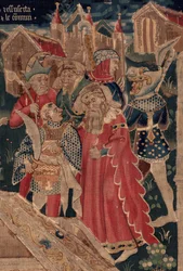 Historien om Saint Piat og Saint Eleuthère, scene 12: Oppstandelsen til tribunens datter Detalj.