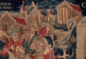 Historien om Saint Piat og Saint Eleuthère, scene 12: Oppstandelsen til tribunens datter Detalj.