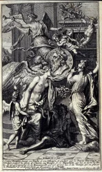 Homeres ånd, som holder hans Iliaden og hans Odyssee, og ledet av heroisk poesi, introduseres, til tross for misunnelsens innsats, for minnetempelet, som åpner dørene. Han er ledsaget av Renommee som flyr foran ham, og Time, som vil plassere