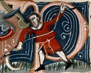 Hagebruk: klipping av urter. Detalj. Manuskriptside (MS.s.vi) "" Agrarian Treat "" av Pietro de Crescenzi (Crescent Stone eller Crescens Stone) (1233-1320) 1300-tallet Cesena, Biblioteca Malatestiana