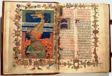 Belysninger fra ff.8v og 9r av Missal kjent som "Dragone"