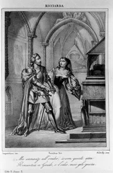 Illustrasjon for scene 2 av akt II av "Ricciarda"" av den italienske poeten og dramatikeren Ugo Foscolo (1778-1827) 1800-tallet