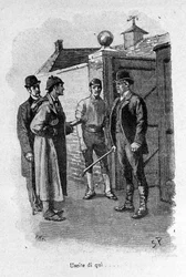 Illustrasjon av boken Sherlock Holmes. Slutten av 1800-tallet.
