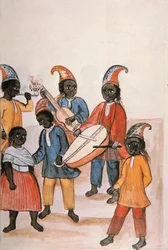 Indisk dans, fra boken "Trujillo of Peru" eller "Codex Martinez Companion", av Baltazar Martinez Companion og Bujanda, biskop av Trujillo (1782-1785)