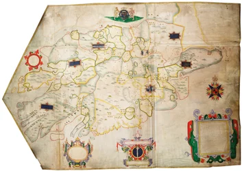 Irland sør for Shannon, ca. 1585 (vellum, lin)