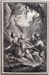 The Scamander River - i ""Fortellinger og noveller på vers"" av Jean La Fontaine. 1762.