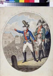 Marskalk Alexander Alexander Souwaroff (Souvaroff eller Souvarov eller Alexander Souvorov) (1729-1800) inspiserte tropper før kurfyrsten til det saksiske palasset, Warszawa, i 1794 under Kosciuszko-opprøret. (Feltmarskalk Alexandr Suvorov insp