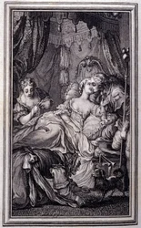 Den lille hunden som skyter penger og steiner- i "Fortellinger og noveller på vers" av Jean La Fontaine. 1762.