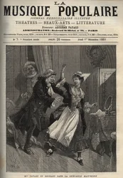 Marie Justine Benoite Duronceray, kalt Madame Favart, og Rochart (Rochard) i "Servante Maitresse" (Serva padrona) av Pergolese (Giovanni Battista Pergolesi) - gravering i "" Popular Music""" berømte ukeavis - 1882