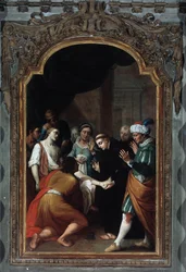 Mirakel av den hellige Antonius av Padua som helbreder en forkrøplet mann (olje på lerret, sent på 1700-tallet)