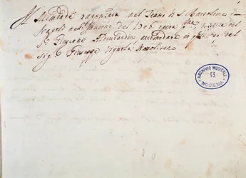 Mise-en-scene detaljer for representasjon av "" Mitridate"" opera av Giuseppe Aldrovandini