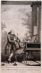 Mozart-familie på turné (gravering, etter 1777)