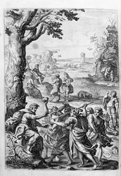 Ovid (Ovidius) - illustrasjon til bok 15 - (P. Ovidius Nasonis Metamorphose libri XV um notis TH. Farnabii.) notat av Thomas Farnaby (Farnabia) (1575-1647)