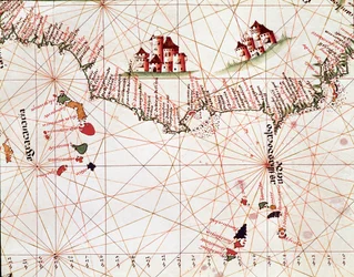 Page of a marine draft representing the islands of Cape Verde, the Canary Islands
