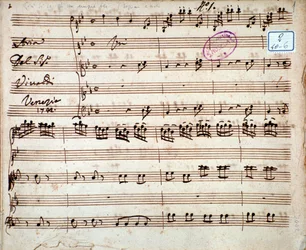 Siden med musikalsk partitur av Gia er det kjent at en bred arie av Antonio Vivaldi