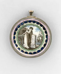 Anheng, ca. 1780 (sepia og akvarell på elfenben, forgylt kobber, emalje, hår og glass)